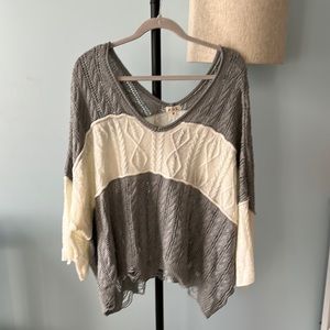 POL cable distressed sweater